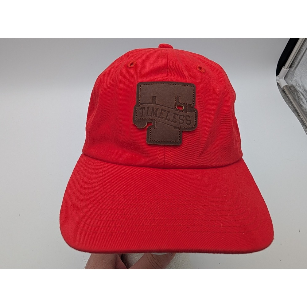 Timeless Red Cotton Baseball Cap Leather Patch Adjustable Strap Hat